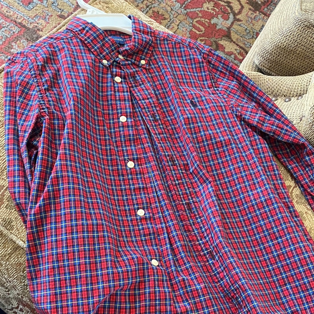 Ralph Lauren Red and Blue Plaid Button-Down Shirt